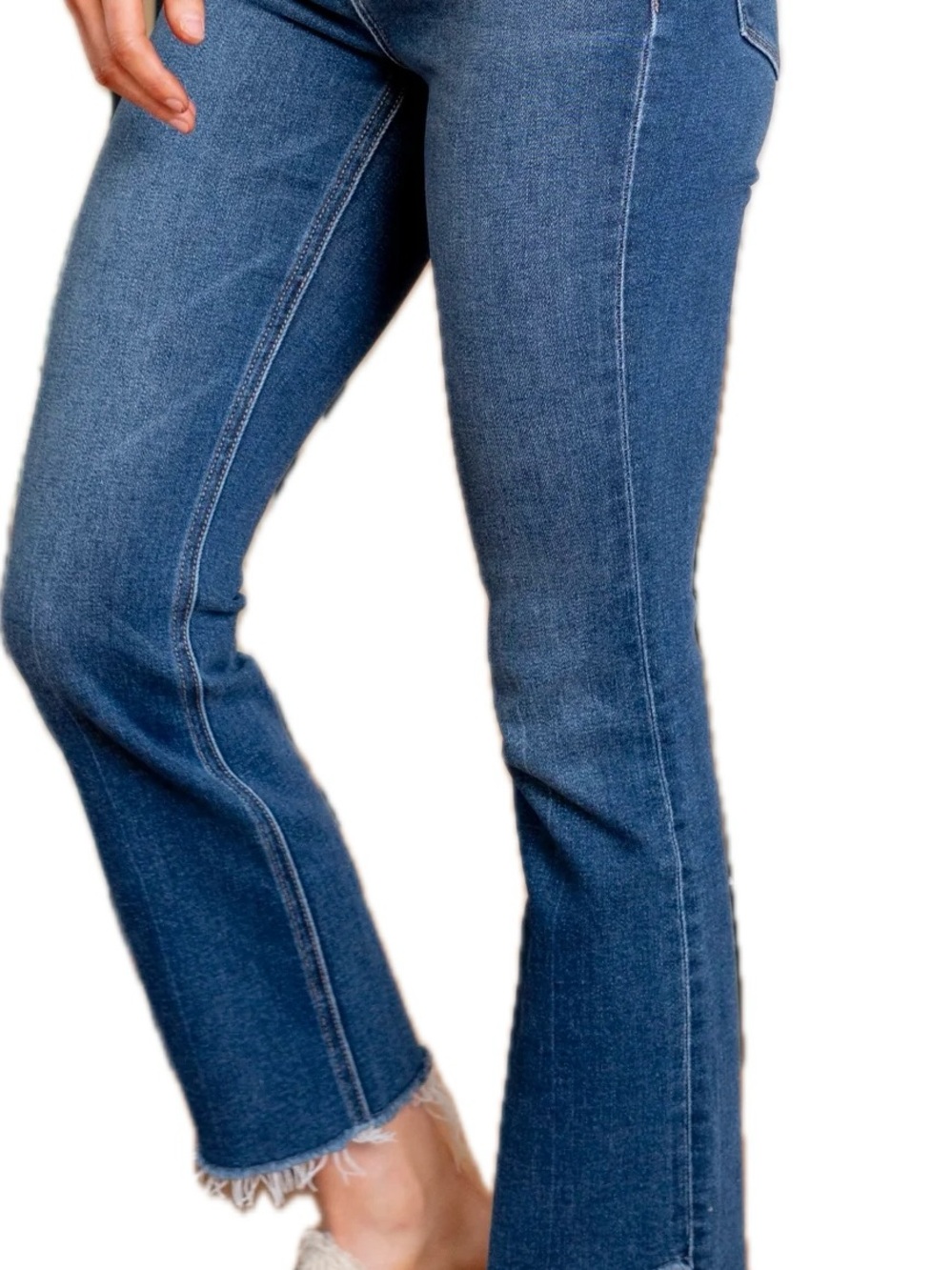 Vervet Blue T5958 High Rise Raw Step Hem Kick Flare Jeans Size 31